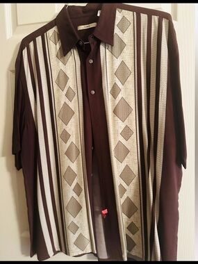 Italy Moda Campia Moda Classic Men's Short Sleeve Button-Up Rayon Shirt Large